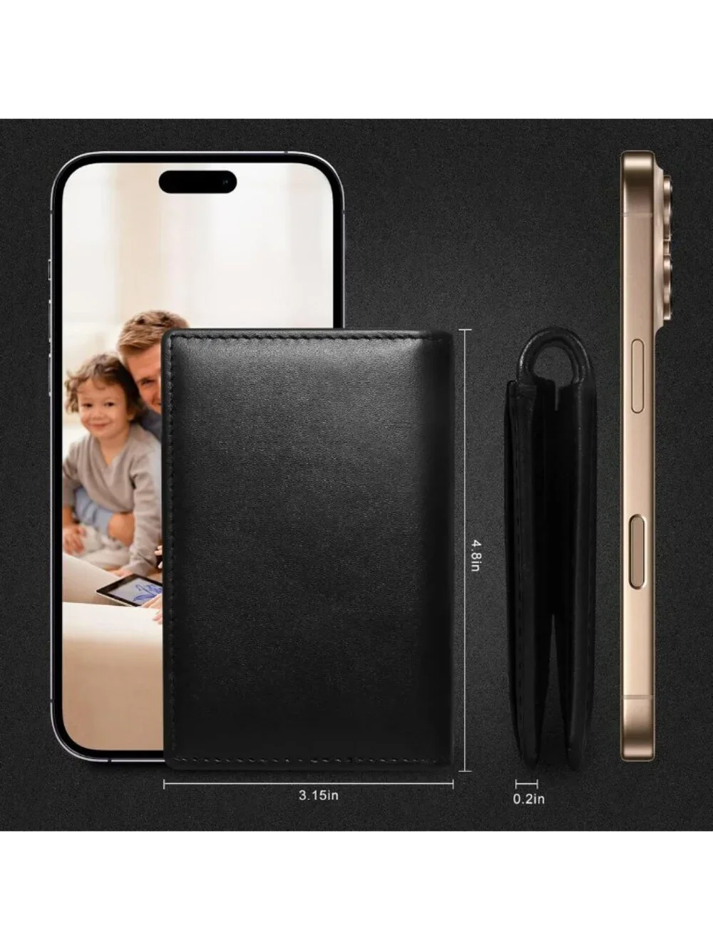 Slim Minimalist Leather Wallet for Men | Small Bifold Card Case & Credit Holder